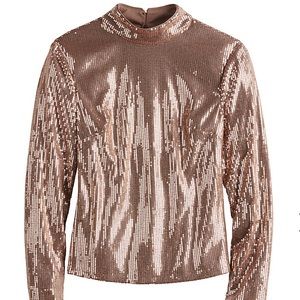 NWT CARA SANTANA X NINE WEST LONG SLEEVES SEQUIN TOP💕